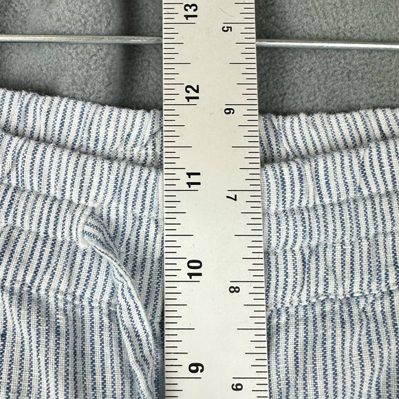 Chico's Pants Women Size 2P/US 12 Petite Linen White Blue Stripe TINY FLAW - Picture 7 of 9